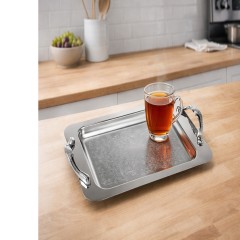 سینی استیل مستطیل متوسط دسته زاماک کروم منتیا 1511