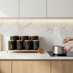 پاسماوری ۸ پارچه درب چوب مشکی منتیا 2302
